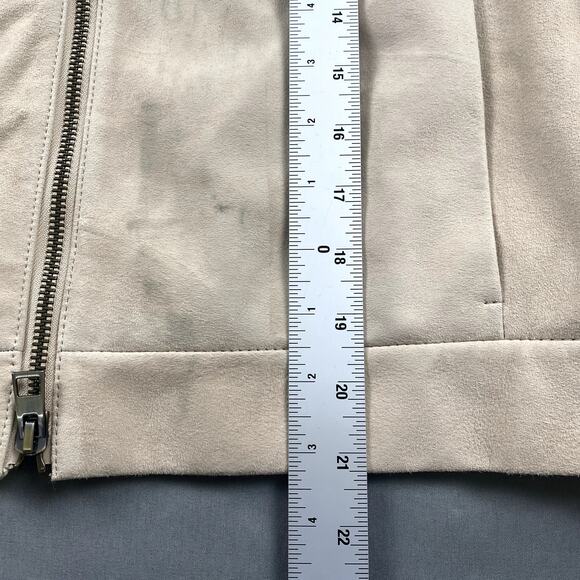 Madewell Jacket Women Size 10 Beige Suede Moto Zip Up Crop 90s NWT FLAW NO887 - Picture 15 of 16